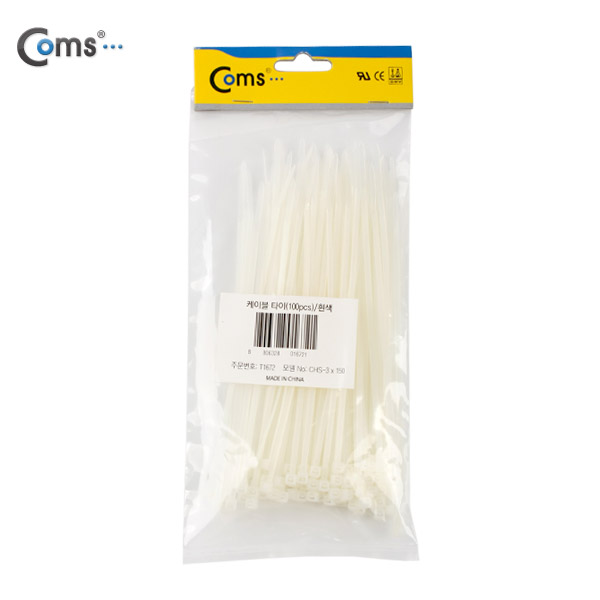 Coms 케이블 타이(100pcs), CHS-3 x 150/흰색, 150mm x 3mm
