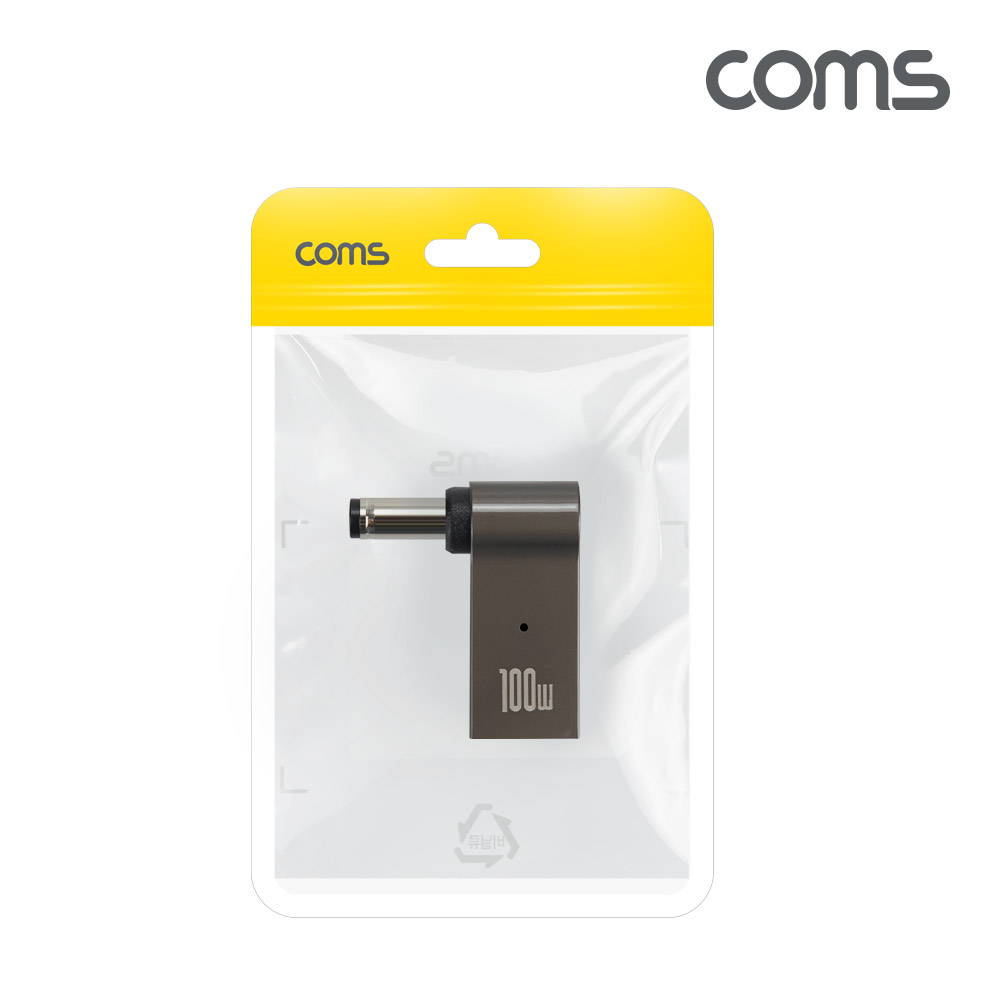 Coms USB 3.1 Type C 노트북 전원변환 꺾임 젠더 100W PD to DC 5.5x2.1
