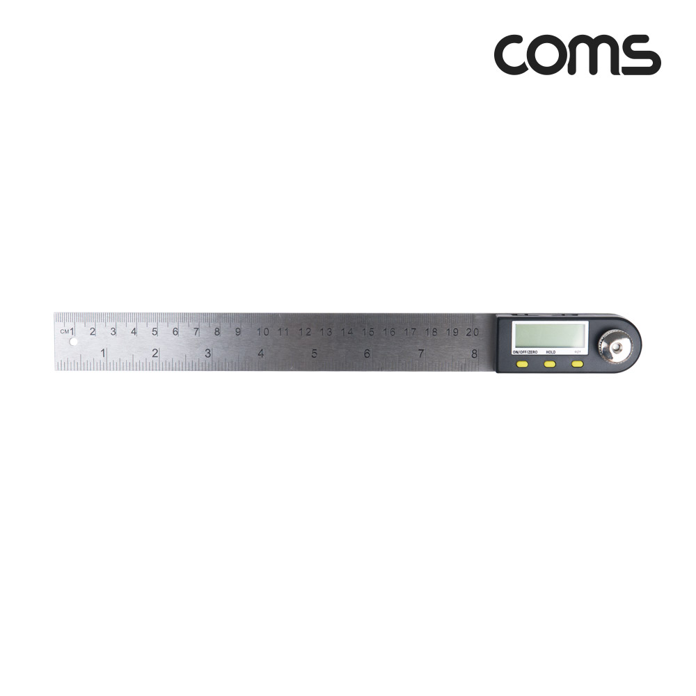 Coms 디지털 각도 눈금자 360도 회전 각도 측정 철제 스틸 자 20cm