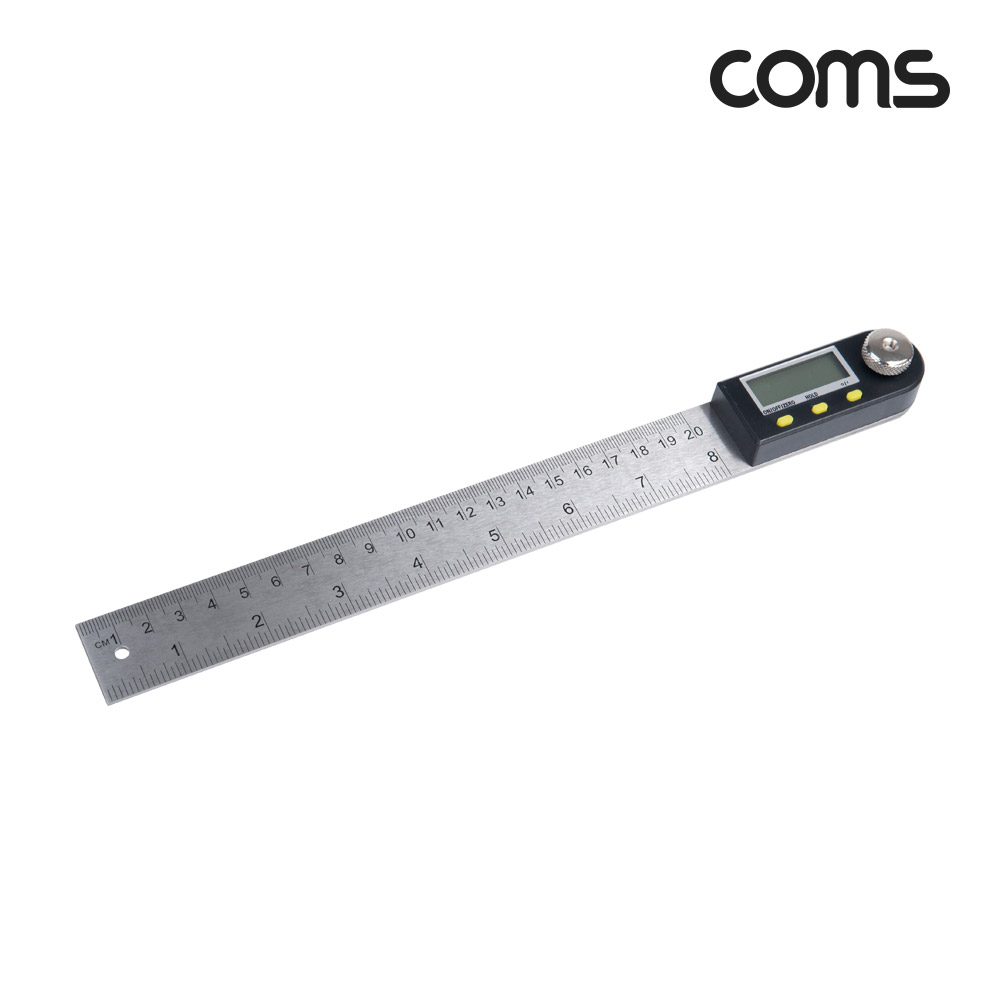Coms 디지털 각도 눈금자 360도 회전 각도 측정 철제 스틸 자 20cm