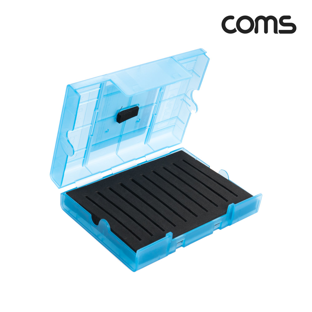 Coms 외장하드 충격방지 하드케이스 3.5형 HDD(1EA) M.2 SSD(10EA) 하드디스크 보관 Blue