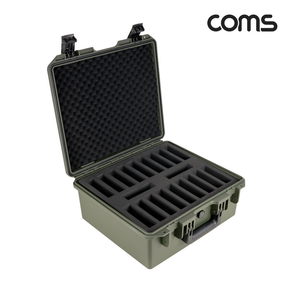 Coms 외장하드 충격방지 하드케이스 3.5형 HDD(20EA) 하드디스크 보관 방습 방수 보호 카키 Plastic 380x355x172