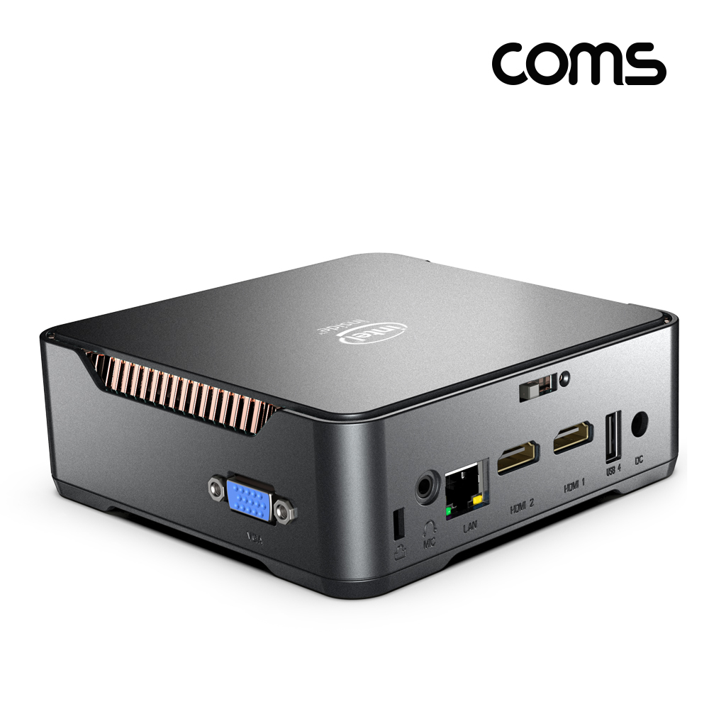Coms 초소형 미니 PC, 소형 컴퓨터, 정품 윈도우 win 10 포함, 무소음, 인텔 셀러론 J4135 고사양, HDMI/VGA, 5G/2.4G WiFi, 무선 블루투스 4.2, 외부 SATA HDD 2TB 장착가능, USB 3.0, 유선 랜 RJ45,사무용, 가정용, PC가 반드시 필요한 업무공간용, 문서작업, 온라인 강의