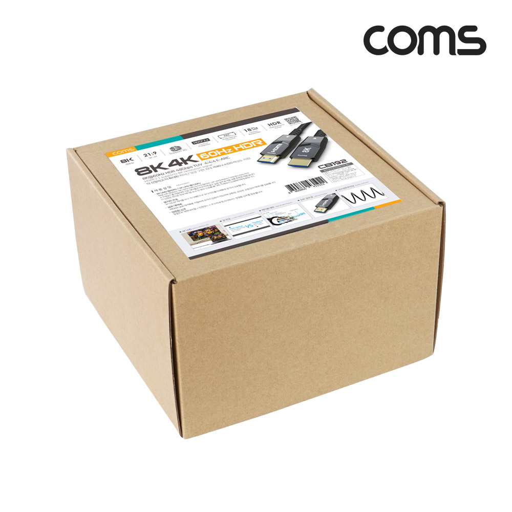 Coms HDMI 2.1 AOC 리피터 광케이블 100M 8K@60Hz 4K@120Hz 48Gbps Optical+Coaxial