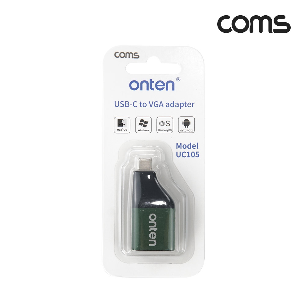 Coms USB Type C to VGA 컨버터 변환 젠더 C타입 1080p@60Hz FHD D-SUB RGB