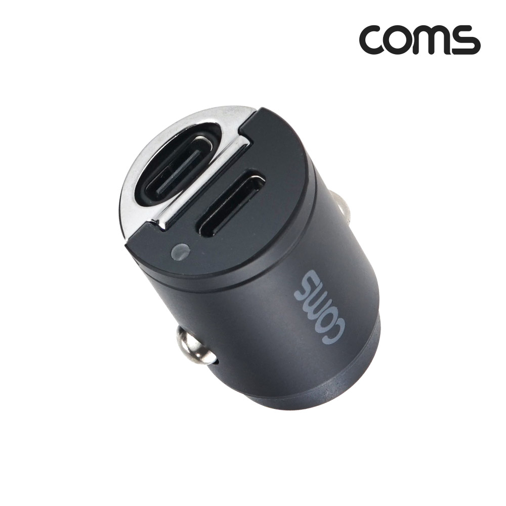 Coms 차량용 듀얼 충전기 초소형 시거잭 PD USB-C 2포트