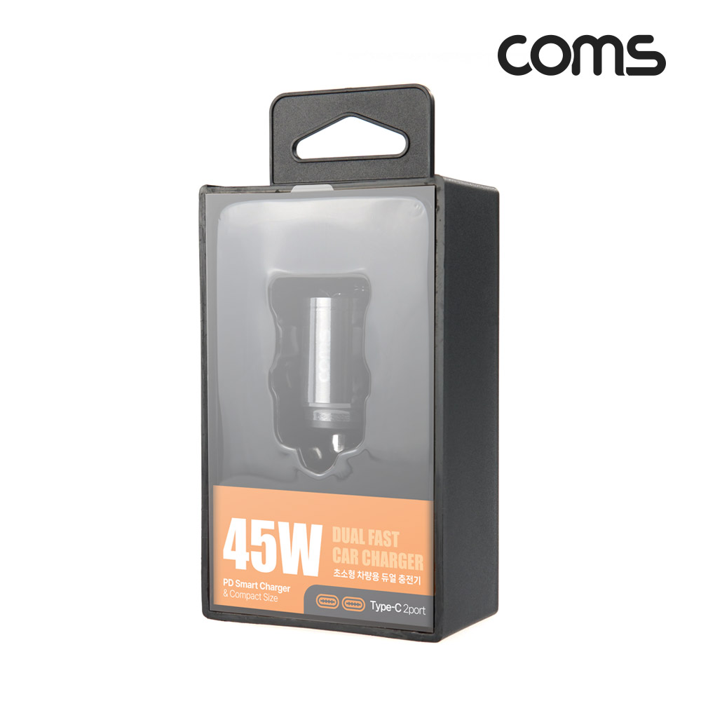 Coms 차량용 듀얼 충전기 초소형 시거잭 PD USB-C 2포트