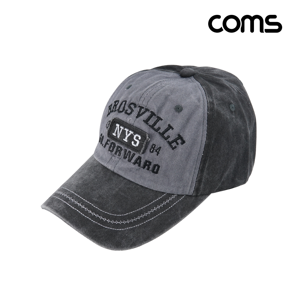 Coms 캡모자 Gray 흑청 검정데님 회색 레터링 레트로