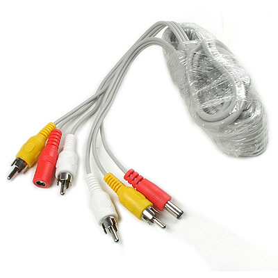 Coms CCTV 케이블 5m - 2RCA + DC 5.5 전원 회색