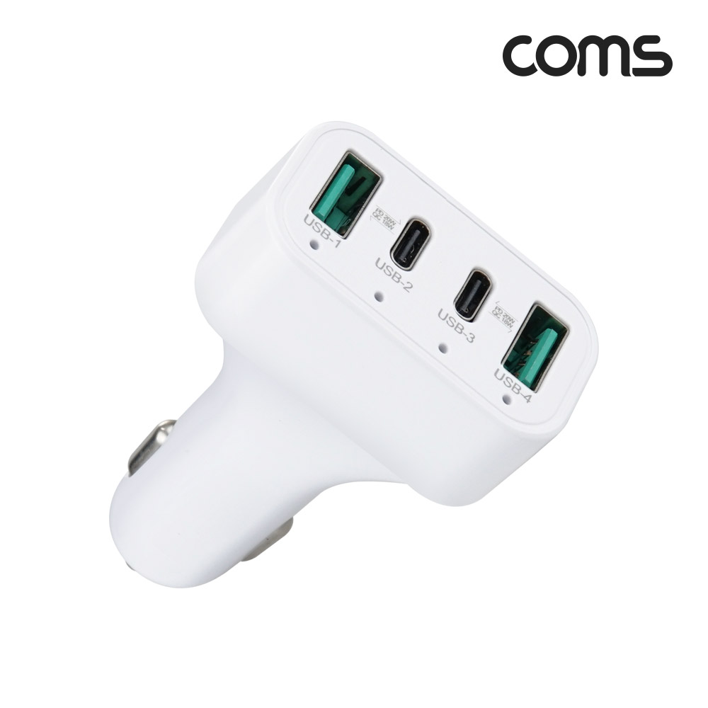 Coms 차량용 멀티 고속 충전기 4포트 시거잭 전원 USB-C USB-A 40W QC18W PD20W