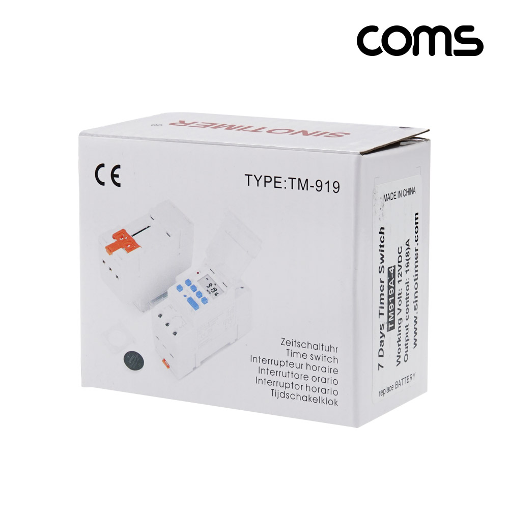 Coms DC 전용 타이머 스위치 TN919A-4 배터리 사용 24시간 일주일 단위