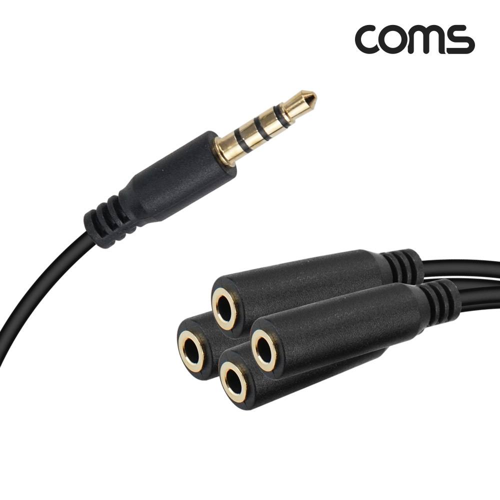 Coms 3.5mm 스테레오 분배 Y 케이블 젠더 30cm AUX Stereo M/Fx4