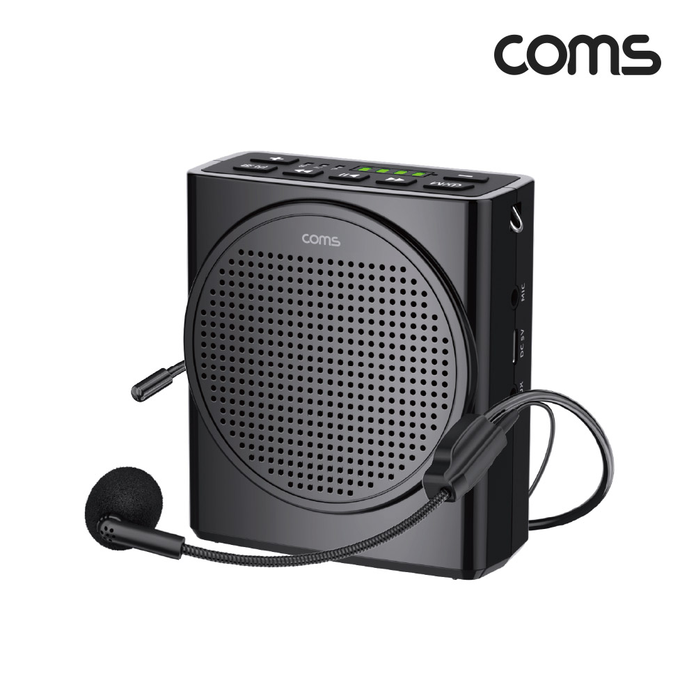 Coms 휴대용 블루투스v5.3 마이크 앰프 18W 무선 스피커 AUX TF 메모리