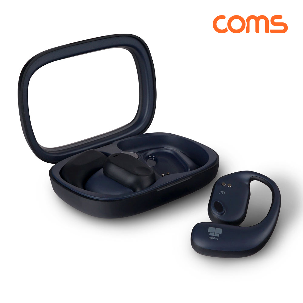 Coms 나비 블루이어 무선 이어셋 Black BT5.3 오픈형 크레들