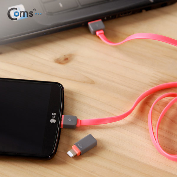 Coms 스마트폰 2in1 멀티 케이블 (Micro USB(B) Pink