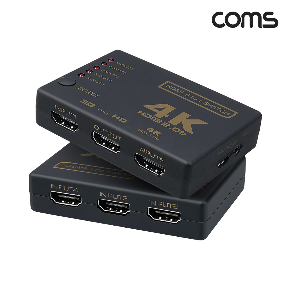 Coms HDMI 5:1 선택기 4K 60Hz 5입력 1출력 수동 스위치