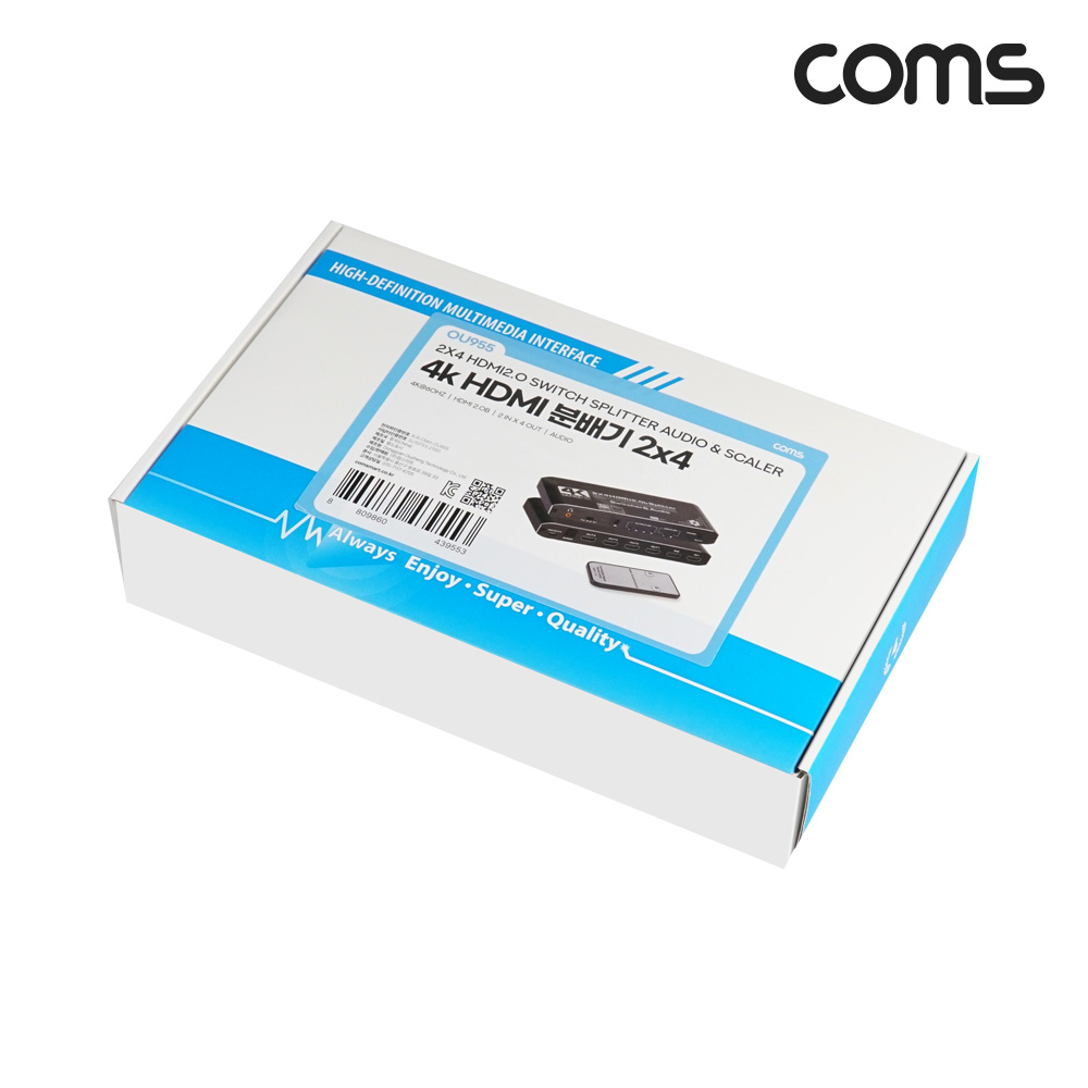 Coms HDMI 분배기2.0B 2:4 4K@60Hz UHD SPDIF 광 다운스케일