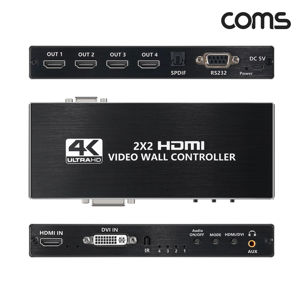 Coms HDMI 1.4 비디오 월 멀티비젼 1:4 2x2 4K 30Hz 1080P