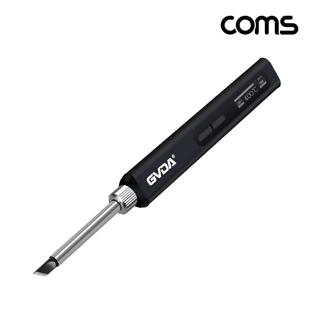 Coms 초고속 급속예열 C타입 납땜 인두기 USB-C 디스플레이 인두 땜질 휴대용 실내외 작업 온도조절
