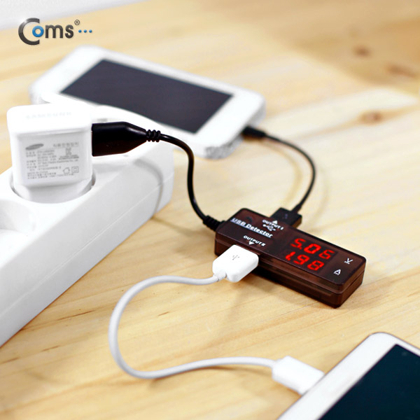Coms USB 테스터기(전류/전압 측정), 2Port, 충전 상태표시