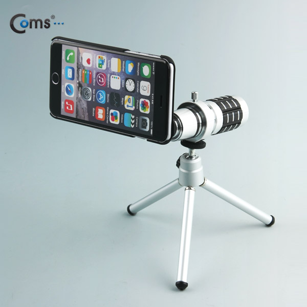 Coms 스마트폰 카메라 확대경, iOS 스마트폰 6 Plus 전용 (12배줌/고정 케이스/삼각대)