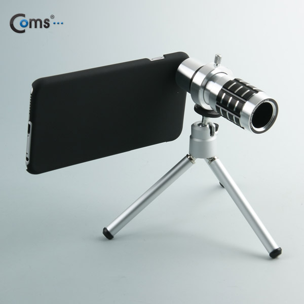 Coms 스마트폰 카메라 확대경, iOS 스마트폰 6 Plus 전용 (12배줌/고정 케이스/삼각대)