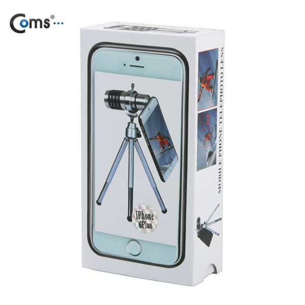 Coms 스마트폰 카메라 확대경, iOS 스마트폰 6 Plus 전용 (12배줌/고정 케이스/삼각대)