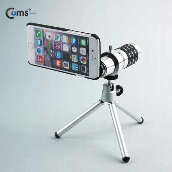 Coms 스마트폰 카메라 확대경, iOS 스마트폰 6 전용 (12배줌/고정 케이스/삼각대)