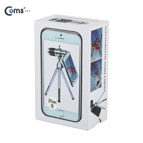 Coms 스마트폰 카메라 확대경, iOS 스마트폰 6 전용 (12배줌/고정 케이스/삼각대)