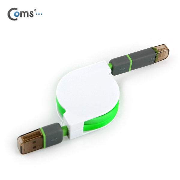 Coms 스마트폰 2in1 멀티자동감김케이블(Micro 5Pin (5핀)/8Pin)Green/충전