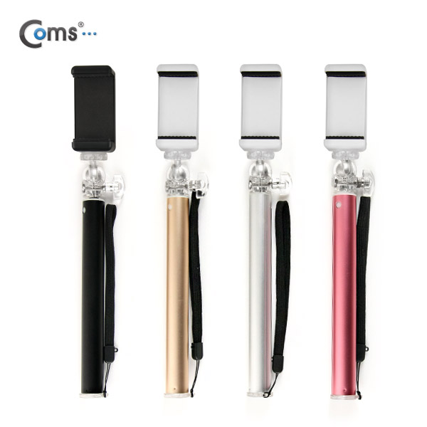 Coms 프리미엄 카메라 모노포드 Set(셀카봉/75cm), 무선셔터, Pink
