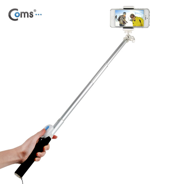 Coms 카메라 모노포드 Set(셀카봉/96cm), 무선셔터, Silver