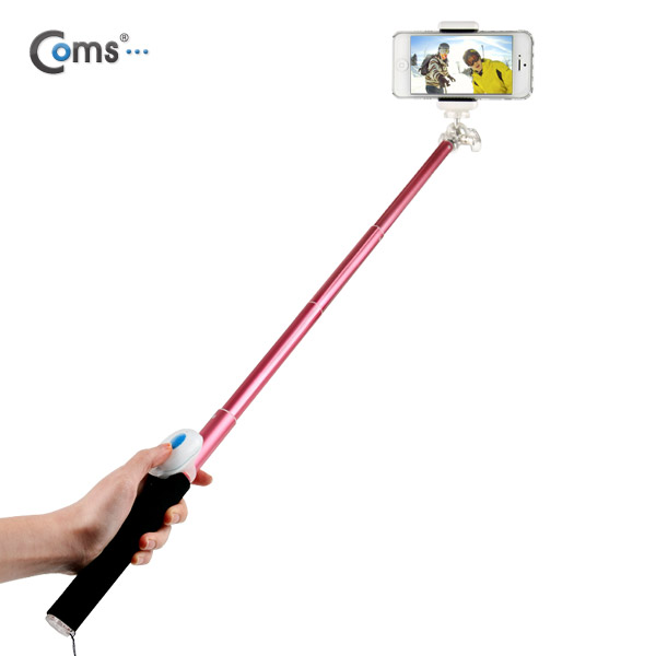 Coms 카메라 모노포드 Set(셀카봉/96cm), 무선셔터, Pink