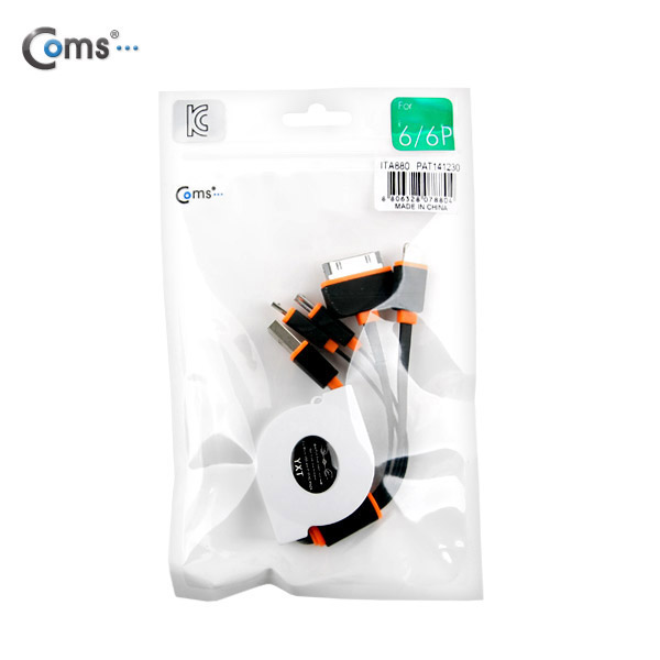 Coms iOS 스마트폰 8핀 멀티 케이블(4 in 1/자동감김), 1M/Black / 8PIN