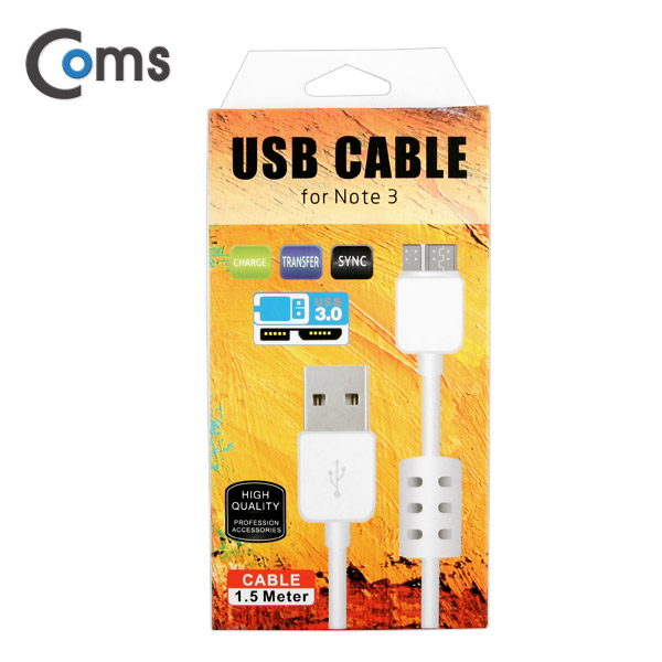 Coms USB 3.0/Micro USB(B) 케이블 (필터) 1.5M, White