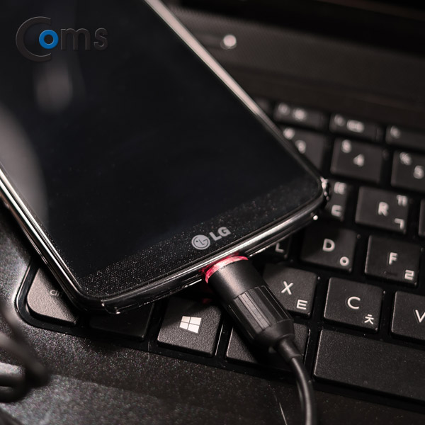 Coms USB/Micro USB(B) 케이블, LED(완충알림), Black, 1.2M