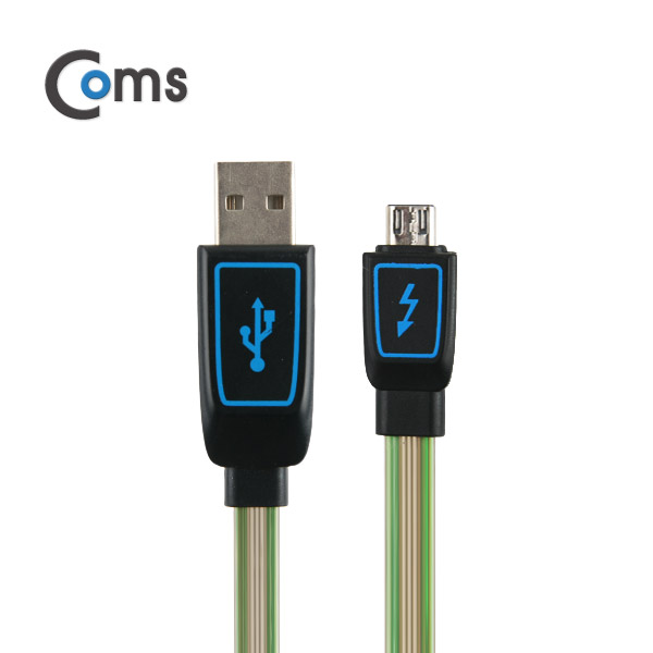 Coms 플래쉬 LED 발광 케이블 USB/Micro USB(B) 1.2M Black