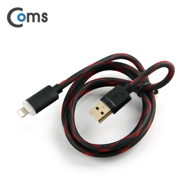 Coms USB / 8P 케이블(LED), 고속충전, Black, 1M