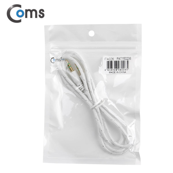 Coms 스테레오 케이블 (3.5) 1M, White Fiber