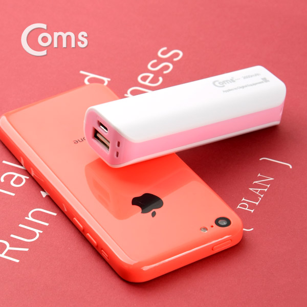 Coms 보조 배터리 / 비상 충전기(2600mAh), Pink