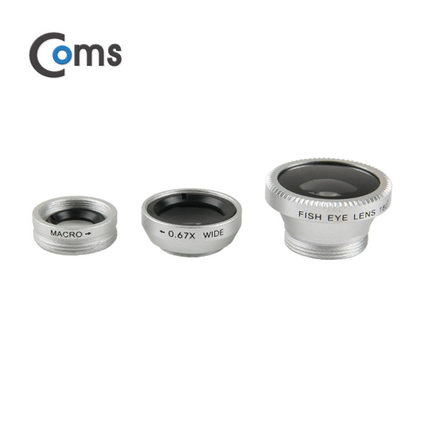 Coms 셀카렌즈, 스마트폰 카메라 확대경(3 in 1) Macro/피쉬아이/Wide