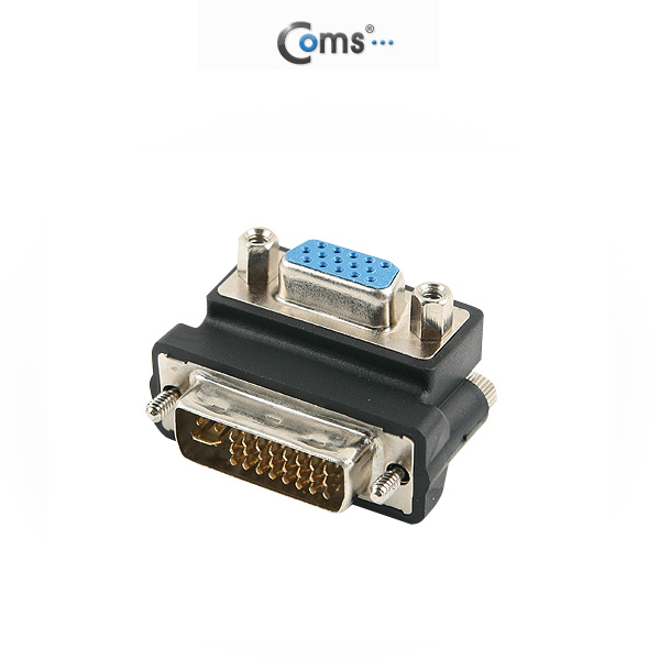 Coms DVI 꺾임형(꺽임) 젠더 DVI(M) to/VGA 15(F) DVI-I Dual