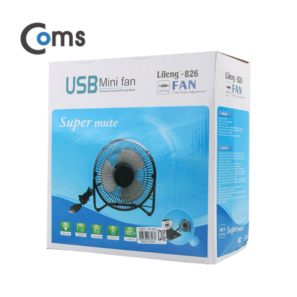 Coms USB 선풍기/상하조절/대형(18cm) White