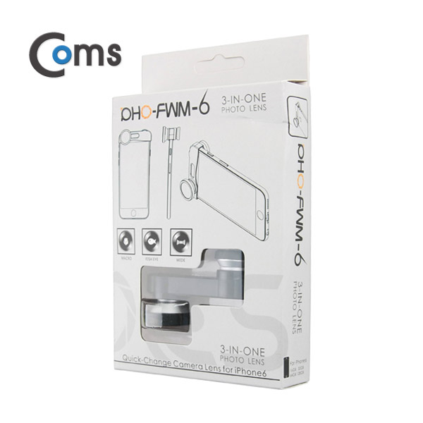 Coms iOS 스마트폰 셀카렌즈, 스마트폰 카메라 확대경(3 in 1) iOS 스마트폰 6용(후면카메라)