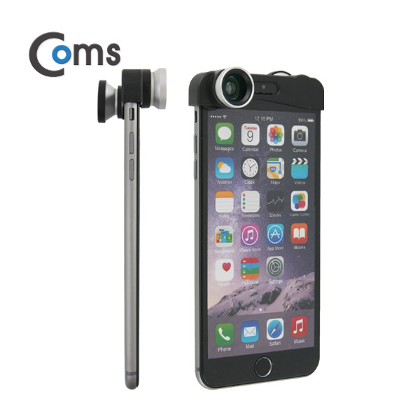 Coms iOS 스마트폰 셀카렌즈, 스마트폰 카메라 확대경(3 in 1) iOS 스마트폰 6 Plus용(후면카메라)