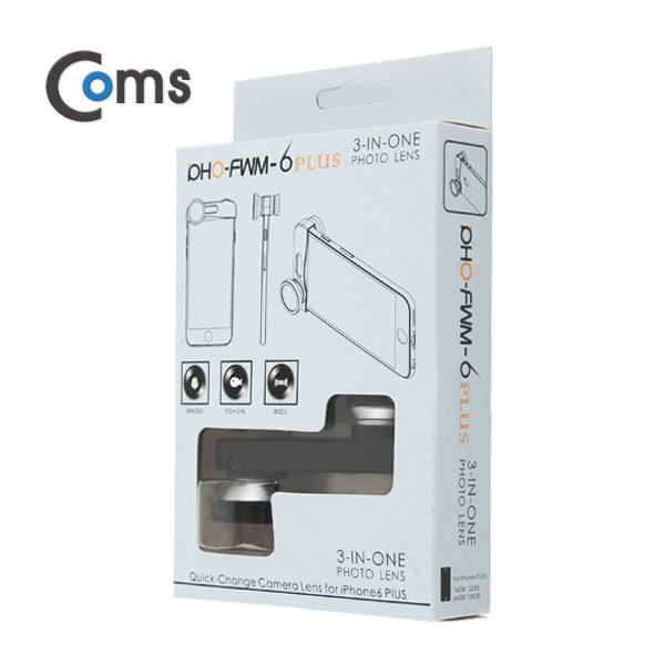 Coms iOS 스마트폰 셀카렌즈, 스마트폰 카메라 확대경(3 in 1) iOS 스마트폰 6 Plus용(후면카메라)