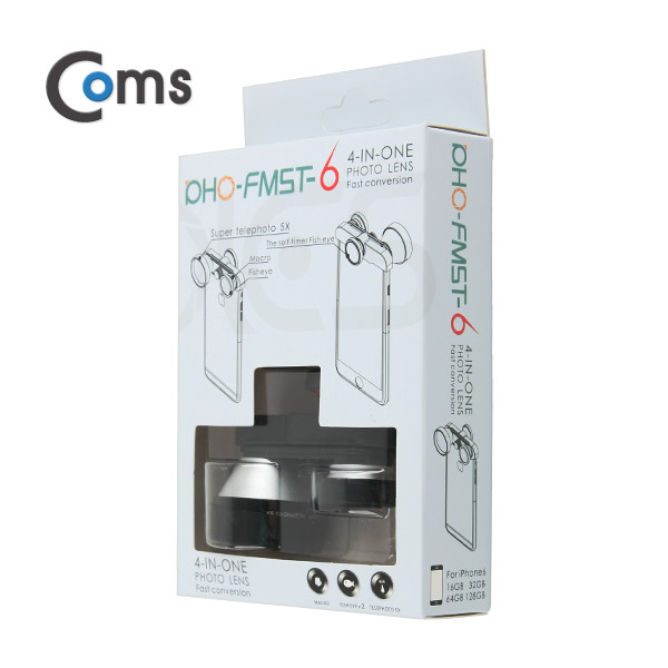 Coms 셀카렌즈, 스마트폰 카메라 확대경(4 in 1) iOS 스마트폰 6용