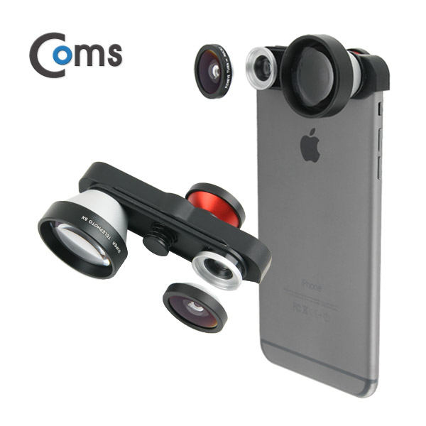 Coms 셀카렌즈, 스마트폰 카메라 확대경(4 in 1) iOS스마트폰 6 Plus용