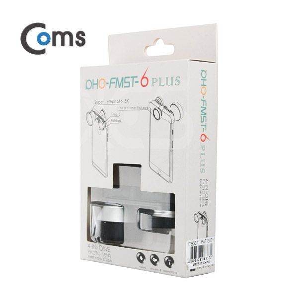 Coms 셀카렌즈, 스마트폰 카메라 확대경(4 in 1) iOS스마트폰 6 Plus용