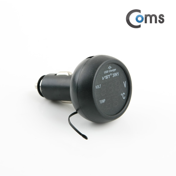 Coms 차량용 시가 테스터기(3 in 1) / 전압/온도 측정, USB 1P / 시가잭(시거잭)
